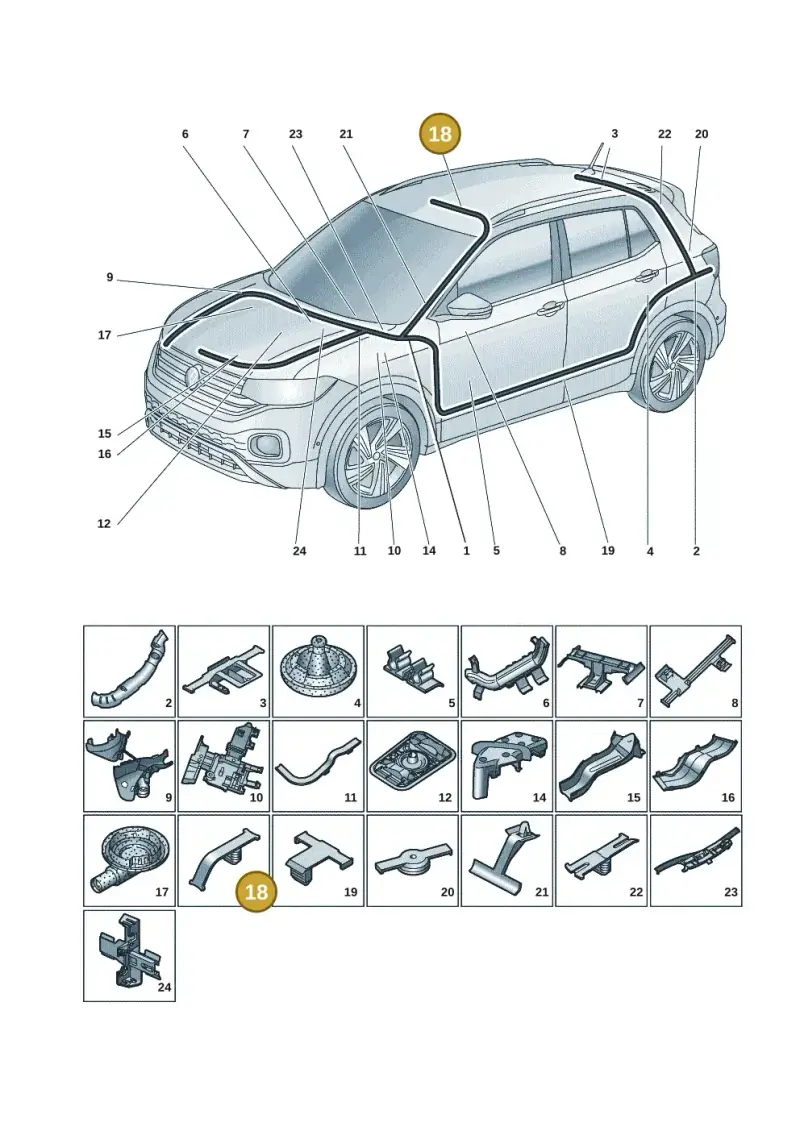 510971848D — Volkswagen T-Cross 1,0 (2018-2024) diagram 587971082, position 18