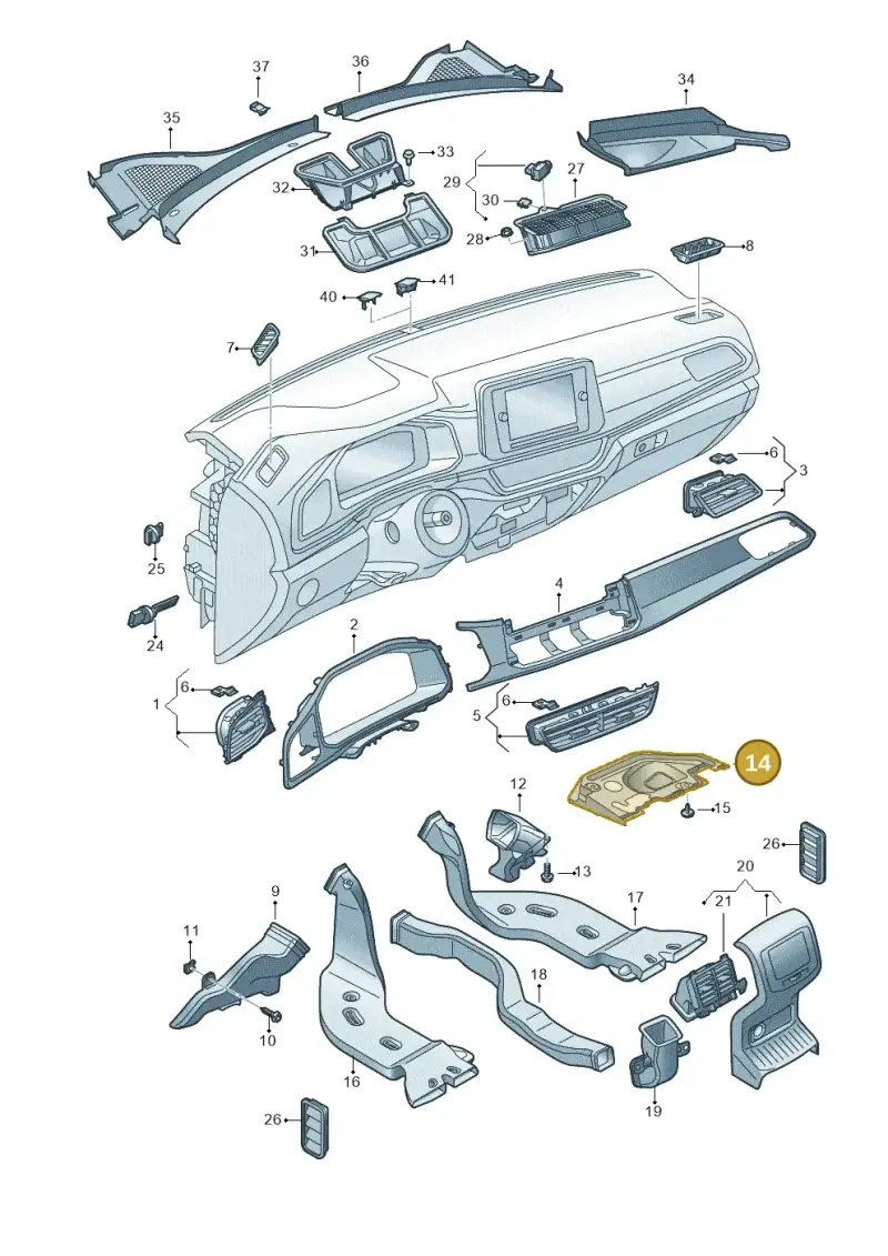 517819593D — Volkswagen T-Roc convertible 1.5 (2019-2024) diagram 813819310, position 14