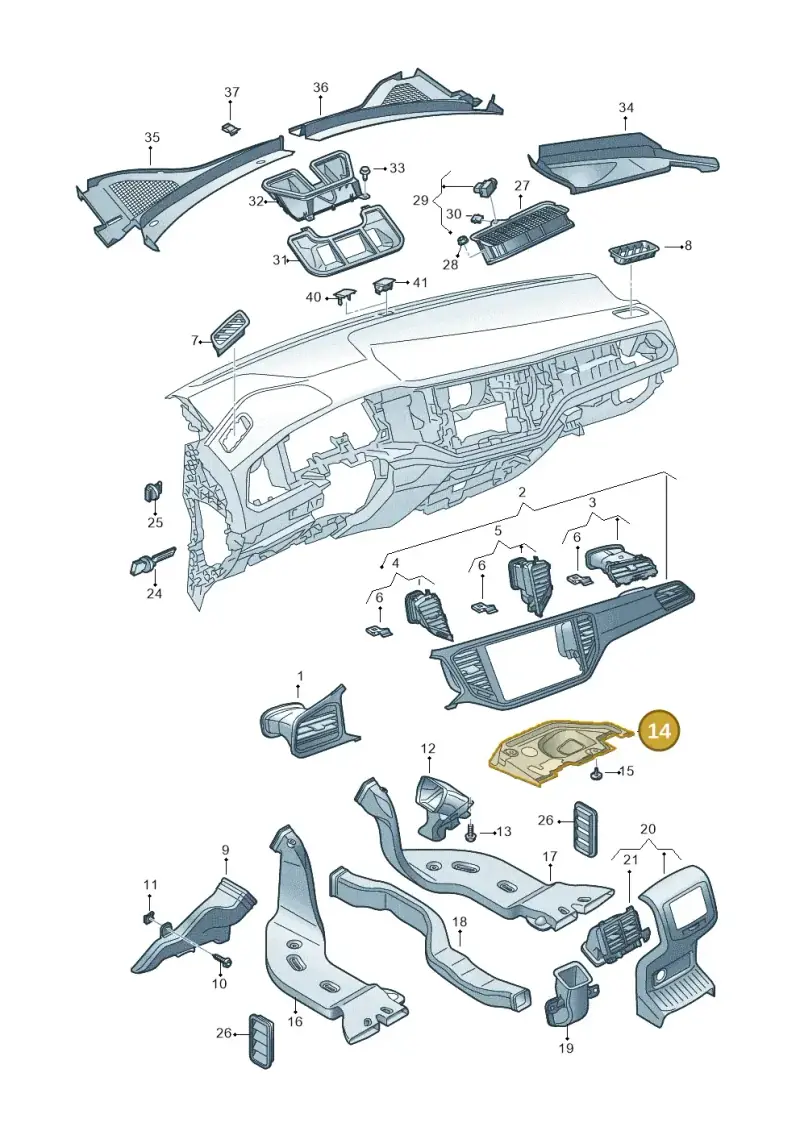 517819593D — Volkswagen T-Roc convertible 1.5 (2019-2024) diagram 813819300, position 14
