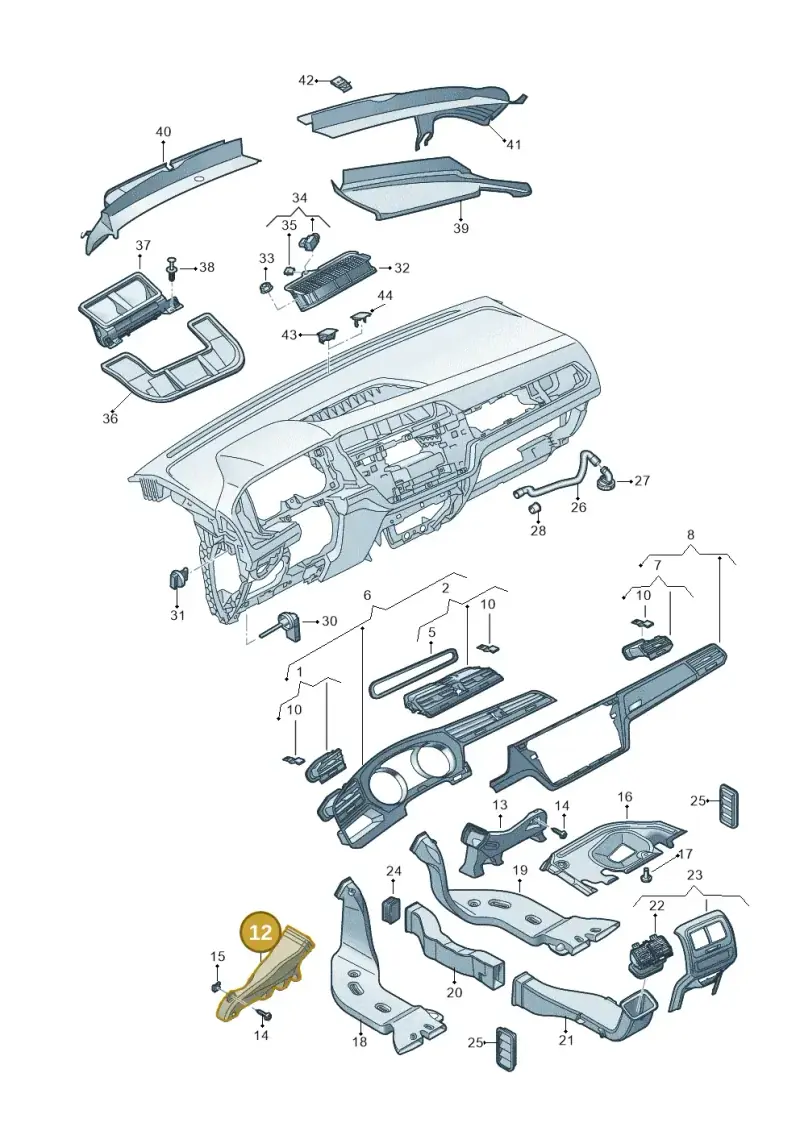 518819151 — Volkswagen Touran 2,0 BlueMotion (2015-2024) diagram 869819300, position 12