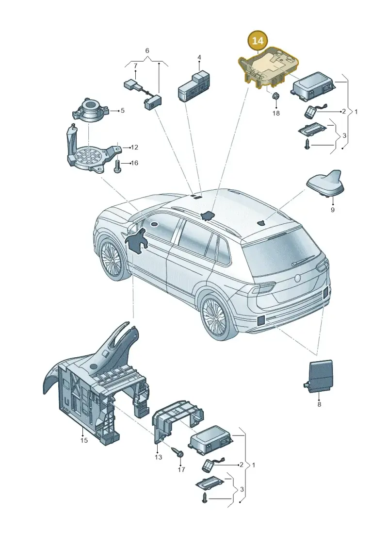 518971856 — Volkswagen Tiguan 2.0 4Motion (2017-2024) diagram 884035600, position 14
