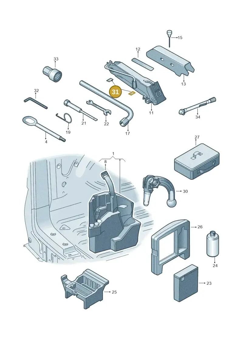 533863288A — Volkswagen Transport. multivan (2019-2024) diagram 861011010, position 31