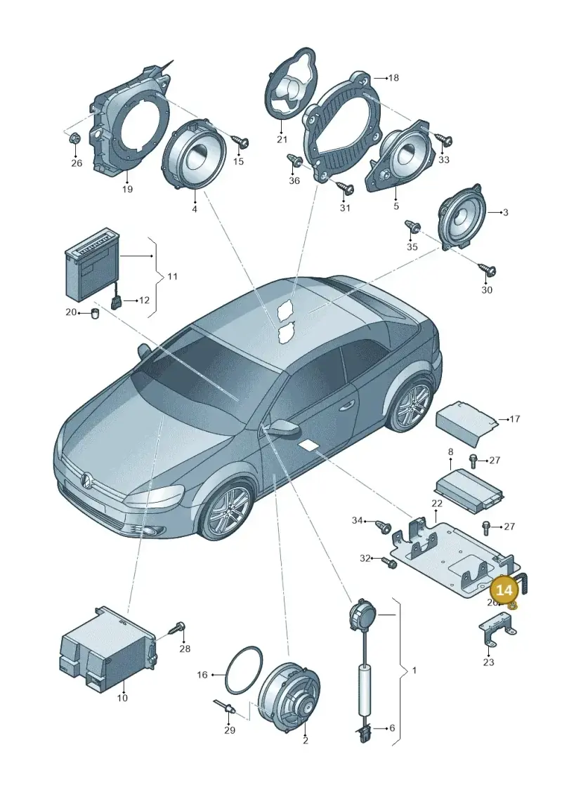535853879A — Volkswagen Golf Cabriolet (2011-2016) diagram 718035350, position 14
