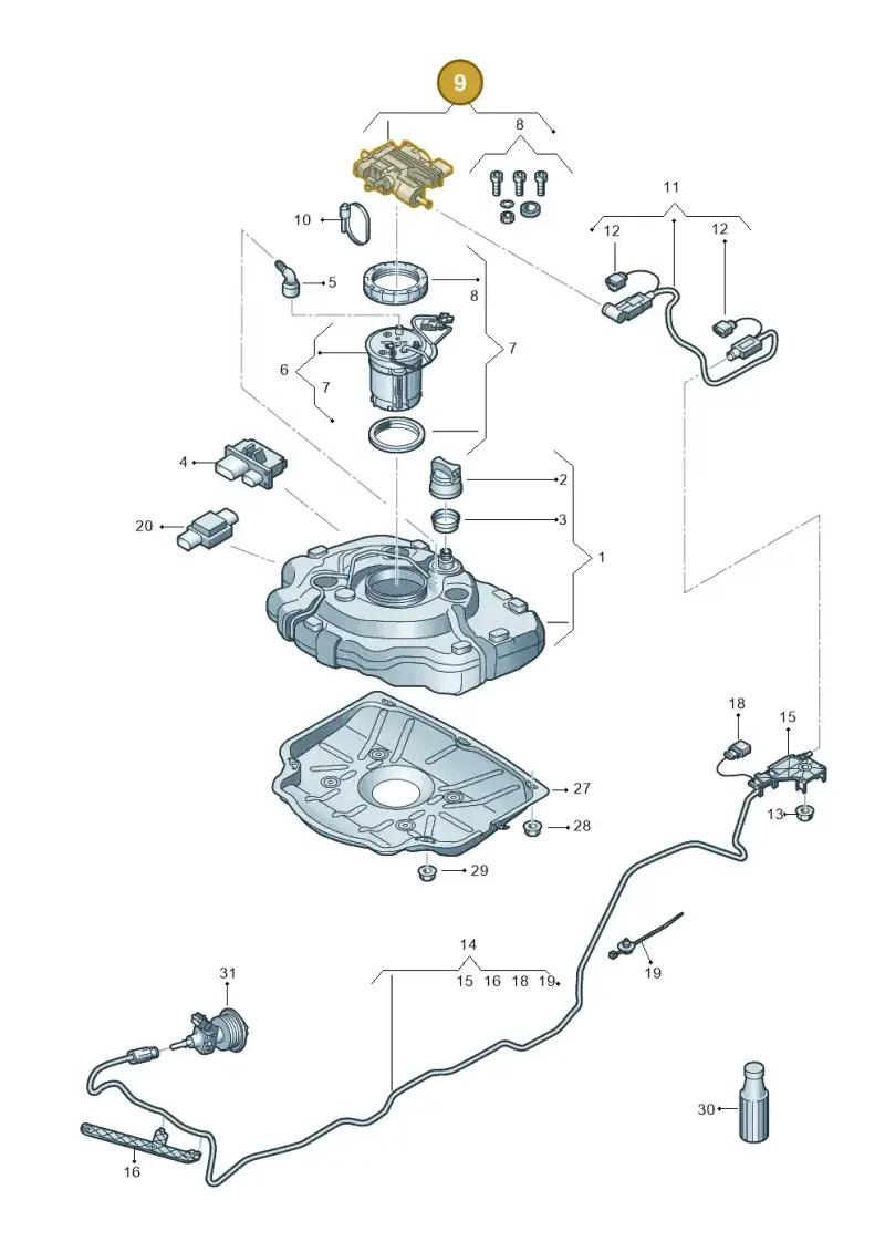 561198969 — Volkswagen Touareg BlueMotion (2014-2018) diagram 787253760, position 9