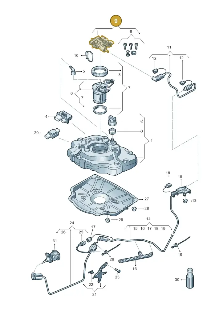561198969 — Volkswagen Touareg BlueMotion (2014-2018) diagram 787253740, position 9