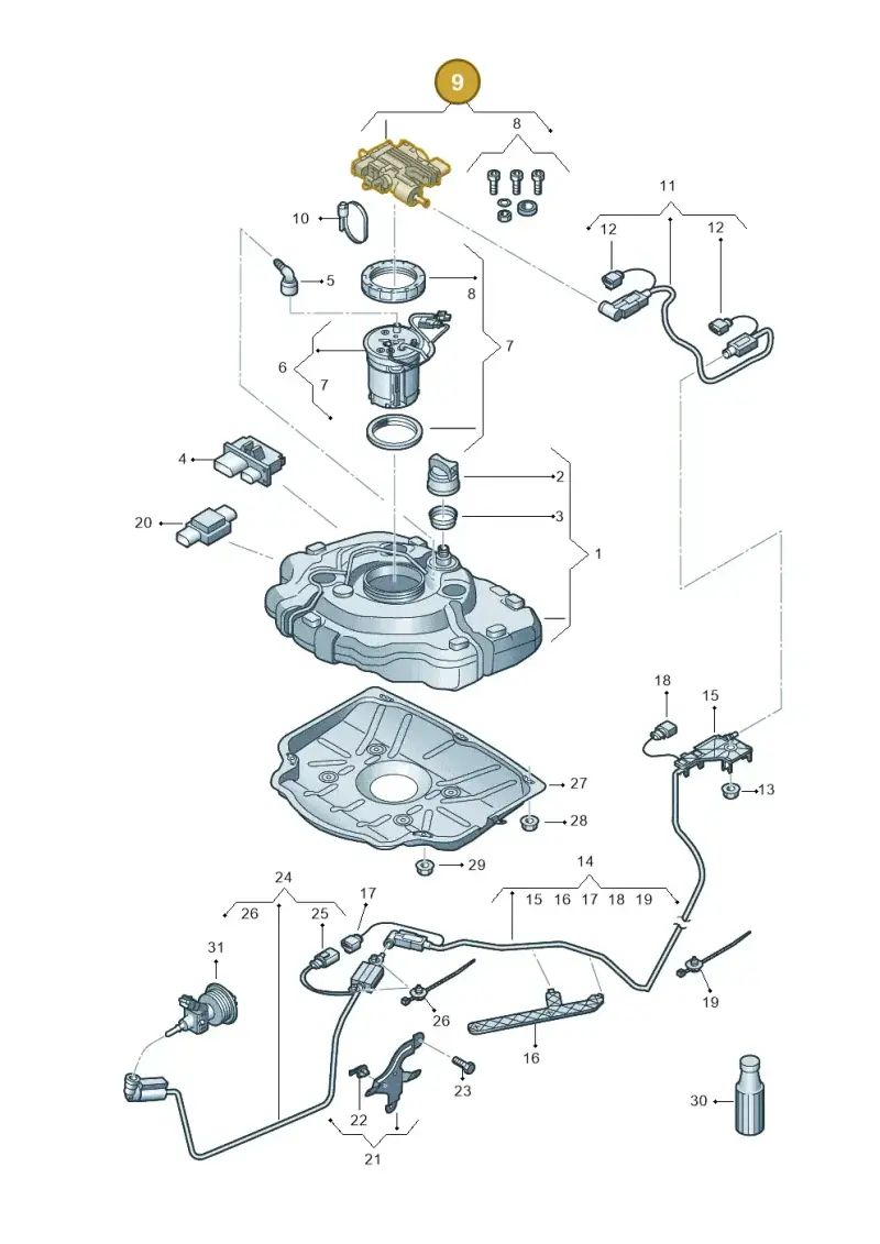 561198969 — Volkswagen Touareg BlueMotion (2014-2018) diagram 787253740, position 9