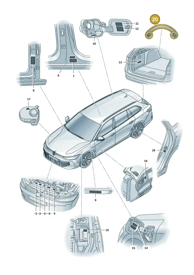 5C0010006 — Volkswagen Passat estate (2023-) diagram 3j0010000, position 20