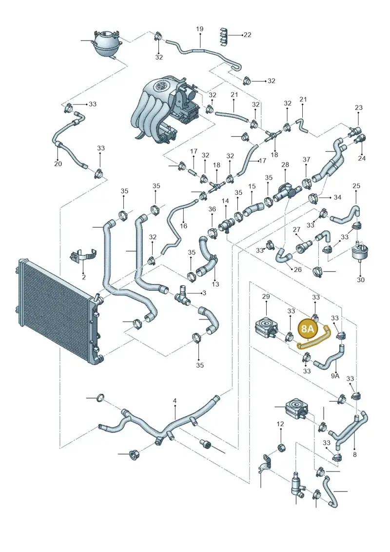 5C0121058B — Volkswagen Jetta (2014-2017) diagram 692121510, position 8A