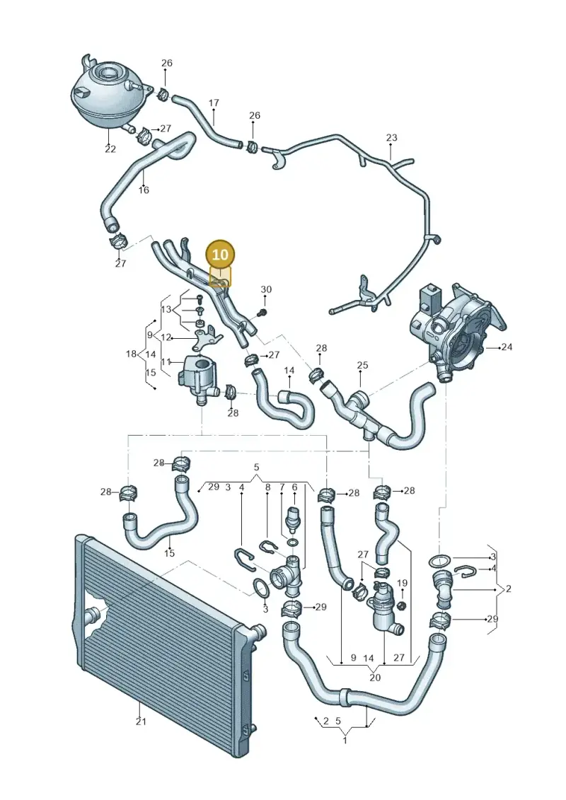 5C0121070J — Volkswagen Jetta (2014-2017) diagram 789121039, position 10