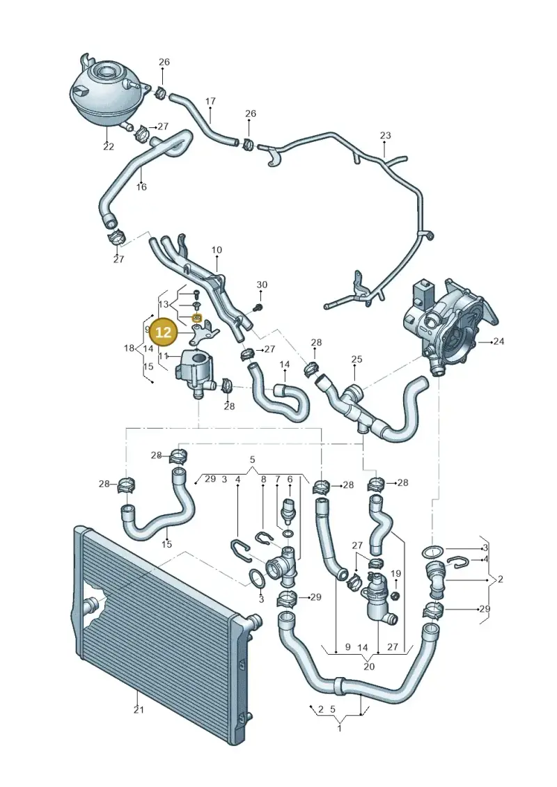 5C0121093G — Volkswagen Jetta (2014-2017) diagram 789121039, position 12