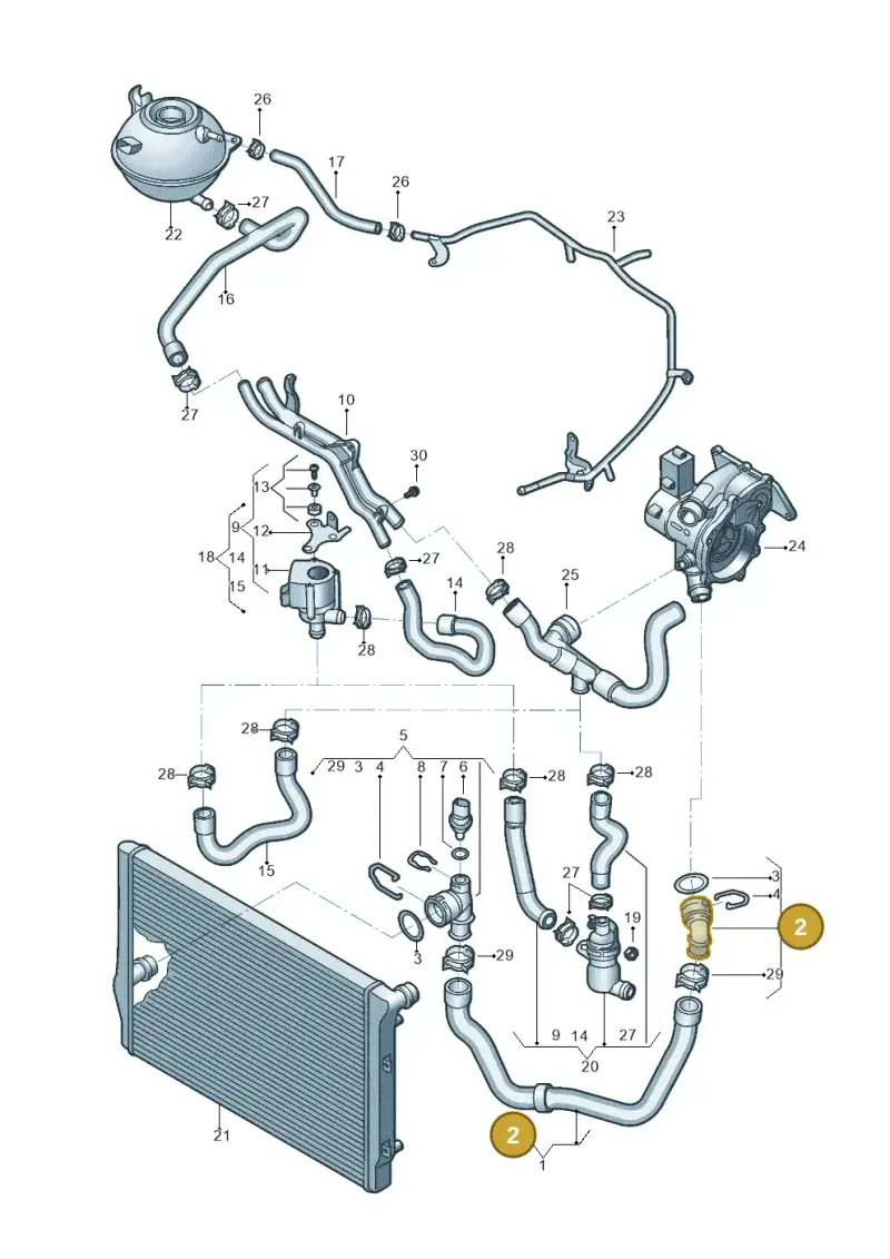 5C0122291J — Volkswagen Jetta (2014-2017) diagram 789121039, position 2