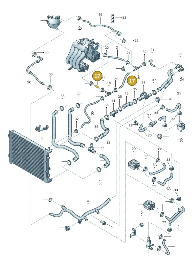 5C0122447C — Volkswagen Jetta (2014-2017) diagram 692121510, position 17
