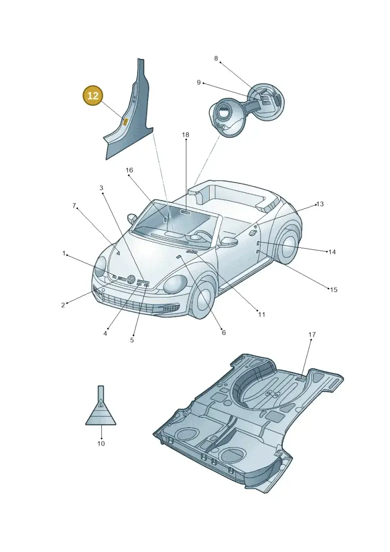 5C5010739N — Volkswagen New beetle cabriolet (2011-2016) diagram 716010000, position 12
