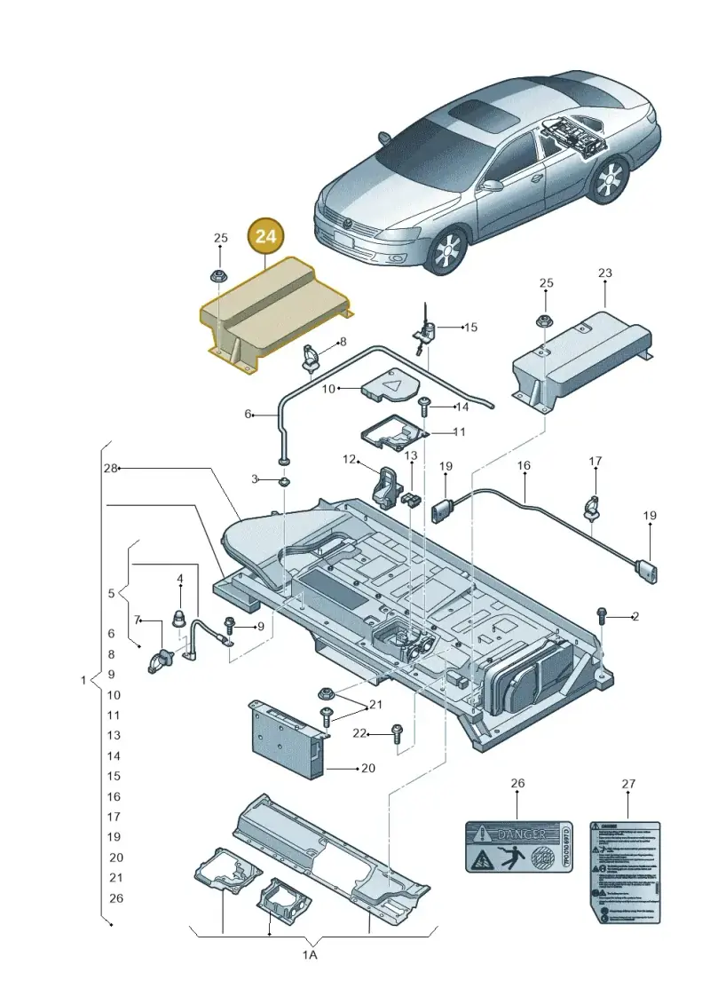 5C6813258 — Volkswagen Jetta (2014-2017) diagram 692915100, position 24