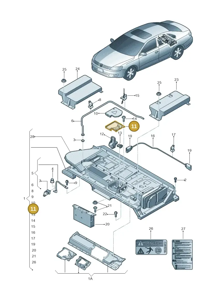 5C6915442B — Volkswagen Jetta (2014-2017) diagram 692915100, position 11