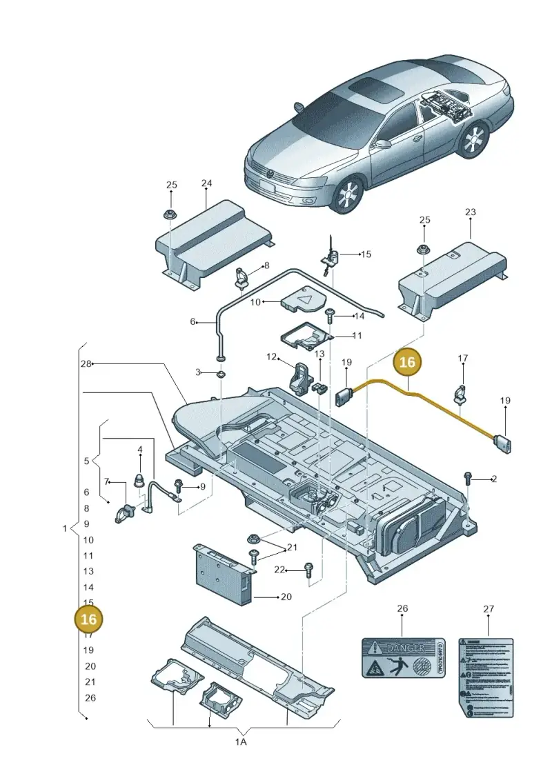 5C6971658 — Volkswagen Jetta (2014-2017) diagram 692915100, position 16