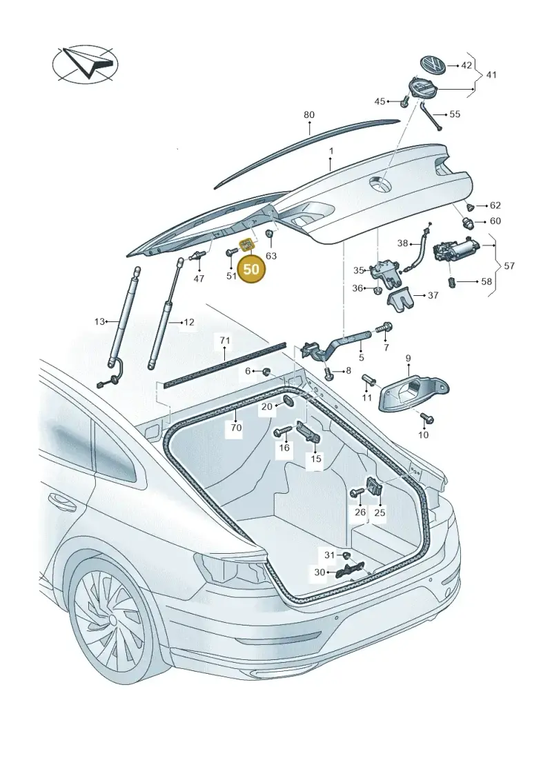 5E0827239A — Volkswagen Arteon (2017-2023) diagram 828827000, position 50
