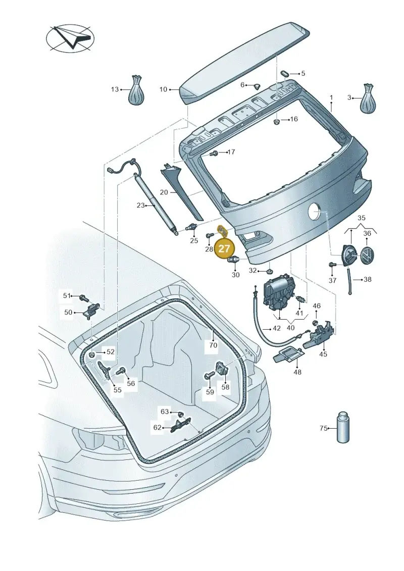 5E0827239A — Volkswagen Arteon (2017-2023) diagram 828827100, position 27
