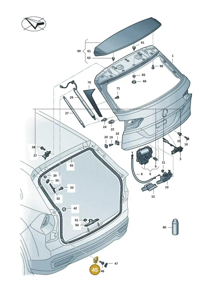 5E9827240A — Volkswagen Atlas Cross Sport (2023-) diagram 3cm827000, position 45