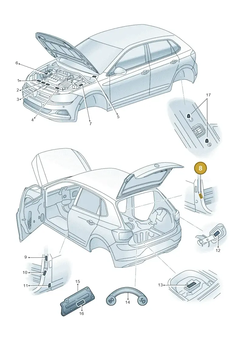 5G0010029J — Volkswagen Taigo (2021-2024) diagram 837010000, position 8