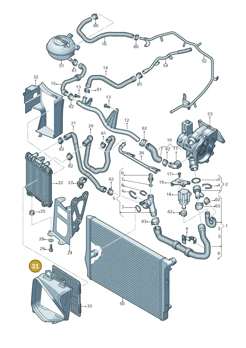 5G0121333 — Volkswagen Golf 2.0 (2016-2020) diagram 746121640, position 31