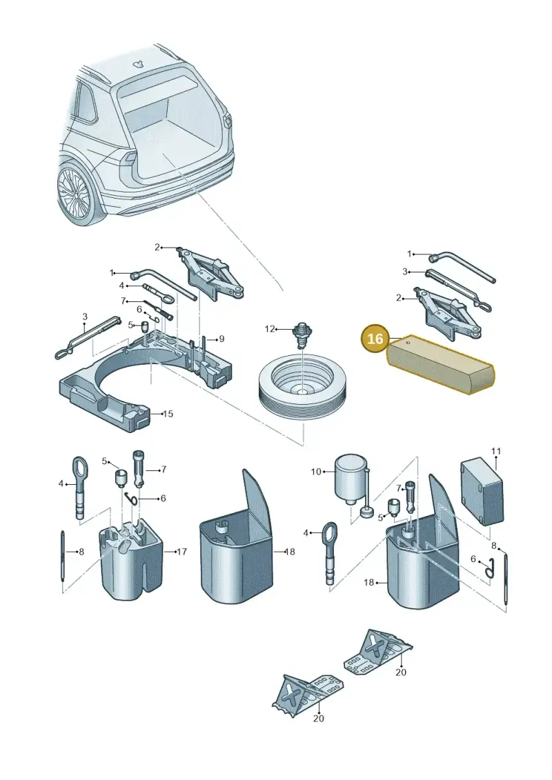 5G0601703 — Volkswagen Tiguan 2.0 4Motion (2016-2024) diagram 884012000, position 16