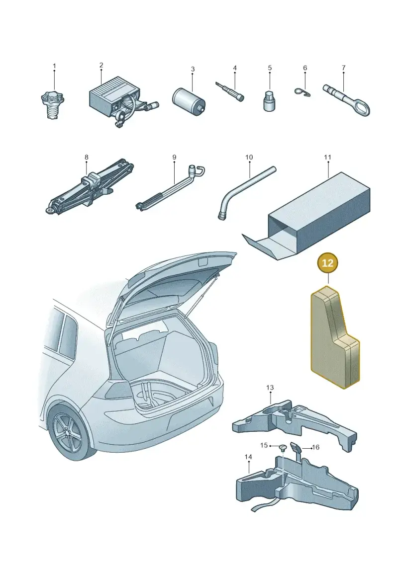 5G0601705A — Volkswagen Golf 2.0 BlueMotion (2019-2024) diagram 746012000, position 12