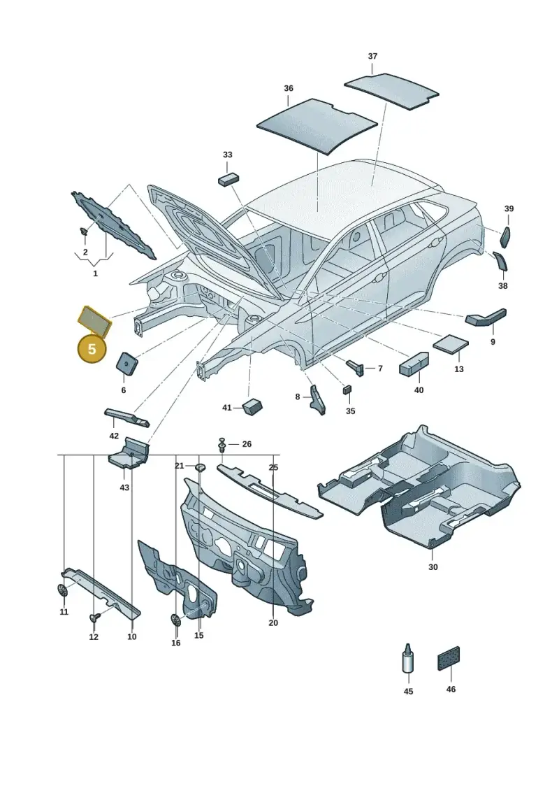 5G0805696F — Volkswagen Taigo (2021-2024) diagram 2f0863200, position 5