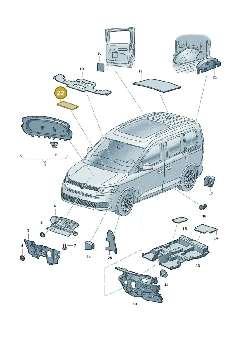 5G0805696F — Volkswagen Caddy Maxi Kombi (2020-2024) diagram 2ka863200, position 22