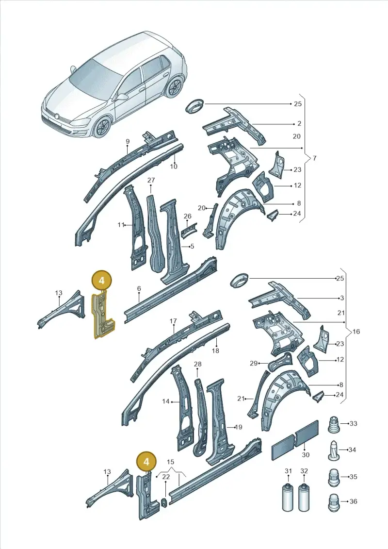 5G0809204A — Volkswagen Golf 1.4 BlueMotion (2012-2017) diagram 746809000, position 4