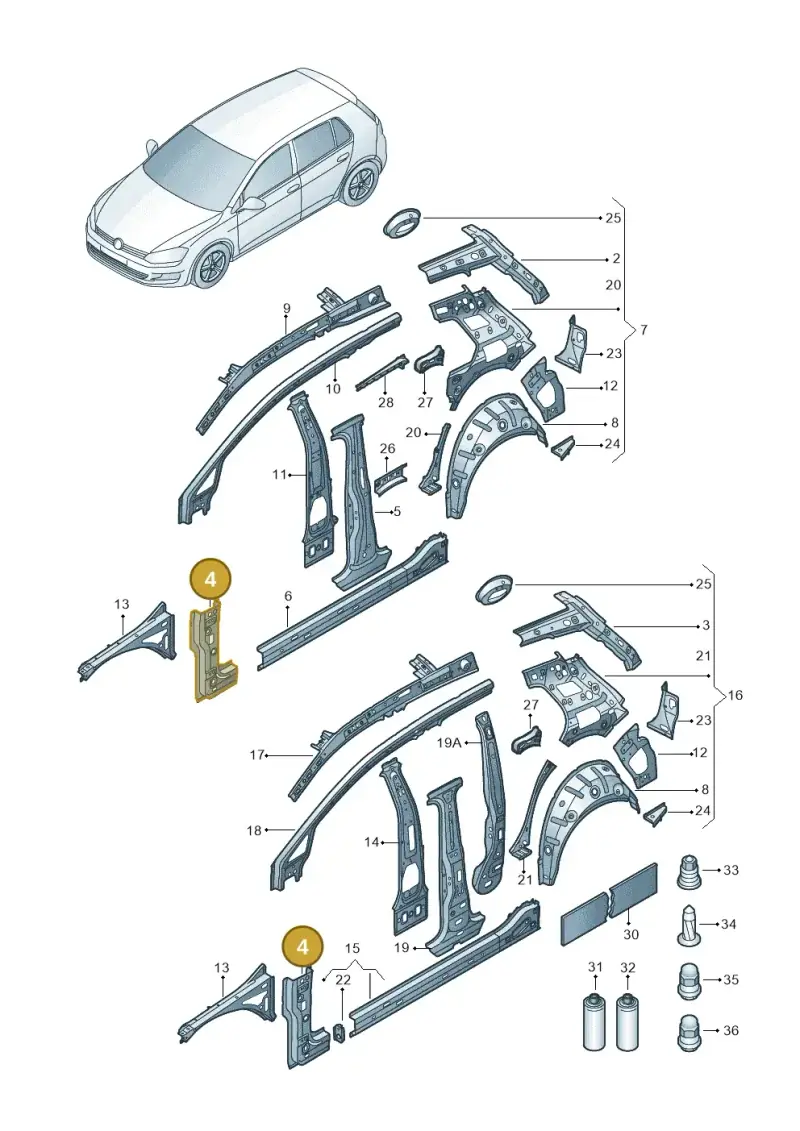 5G0809204A — Volkswagen Golf 1.4 BlueMotion (2014-2017) diagram 781809000, position 4