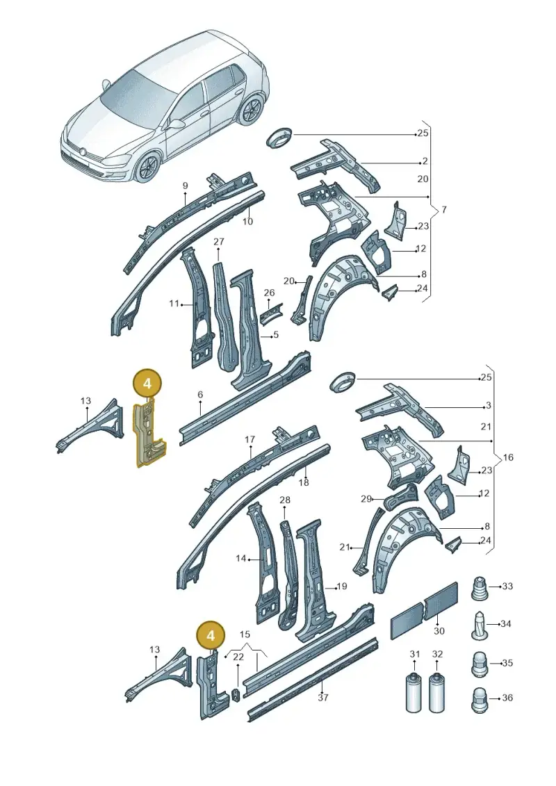 5G0809204A — Volkswagen Golf 2.0 (2016-2020) diagram 827809000, position 4