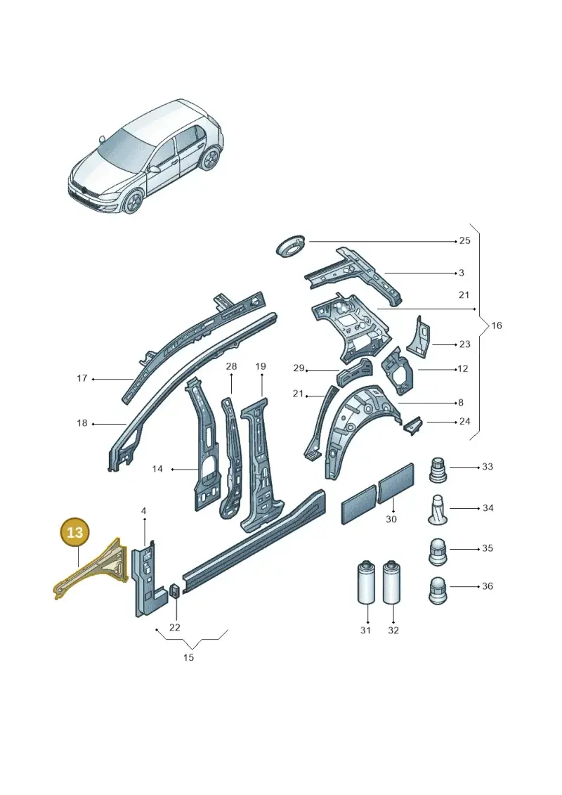 5G0810135F — Volkswagen Golf 1.6 (2015-2019) diagram 867809000, position 13