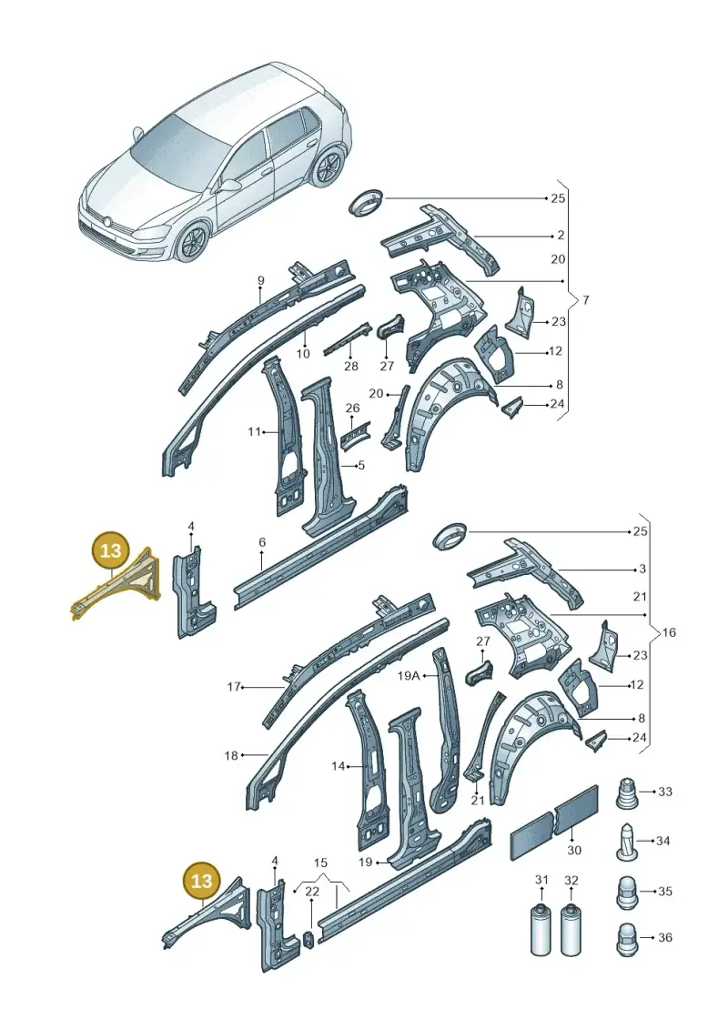 5G0810136D — Volkswagen Golf 1.4 BlueMotion (2014-2017) diagram 781809000, position 13