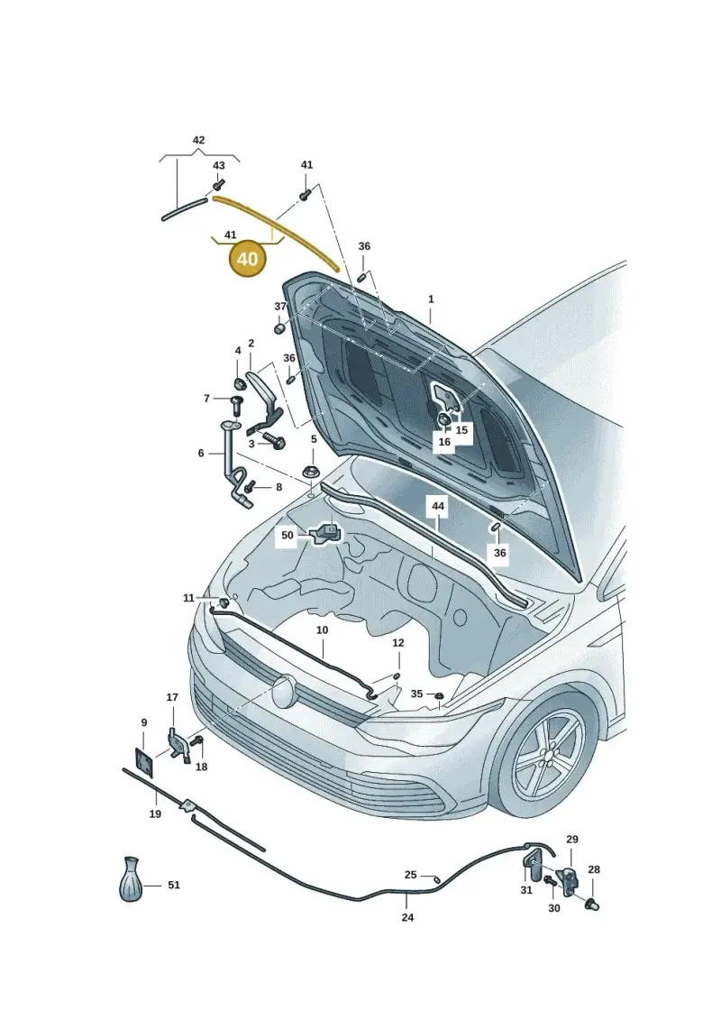5G0823707 — Volkswagen Golf 1.5 (2020-) diagram 5hg823000, position 40