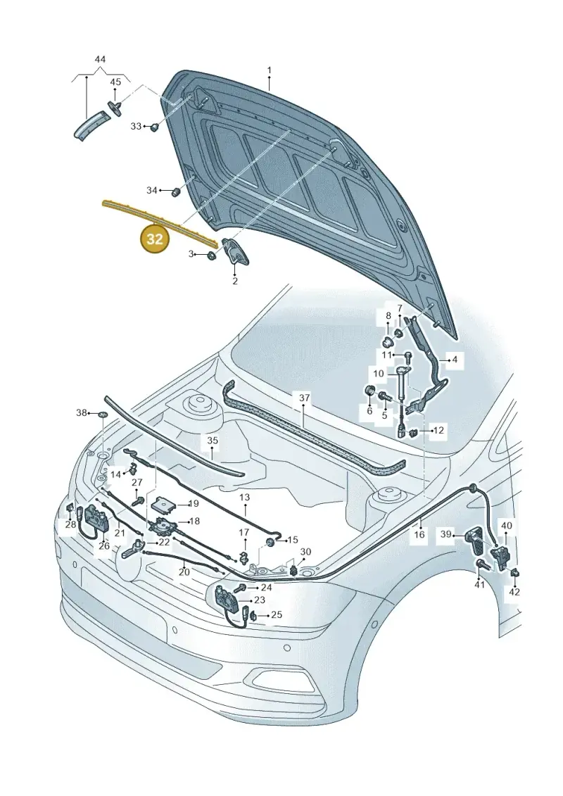 5G0823707 — Volkswagen Polo 1.0 BlueMotion (2017-2024) diagram 837823000, position 32