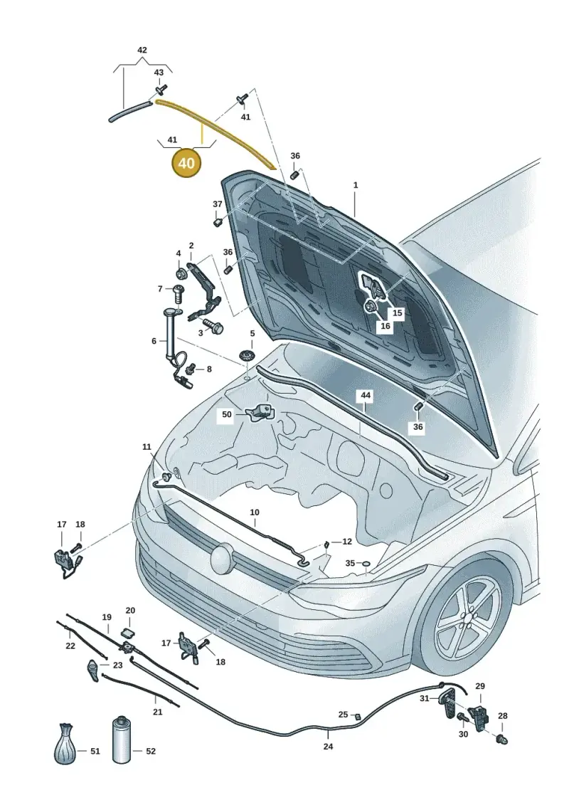 5G0823707 — Volkswagen Golf 2.0 BlueMotion (2019-2024) diagram 5h0823000, position 40