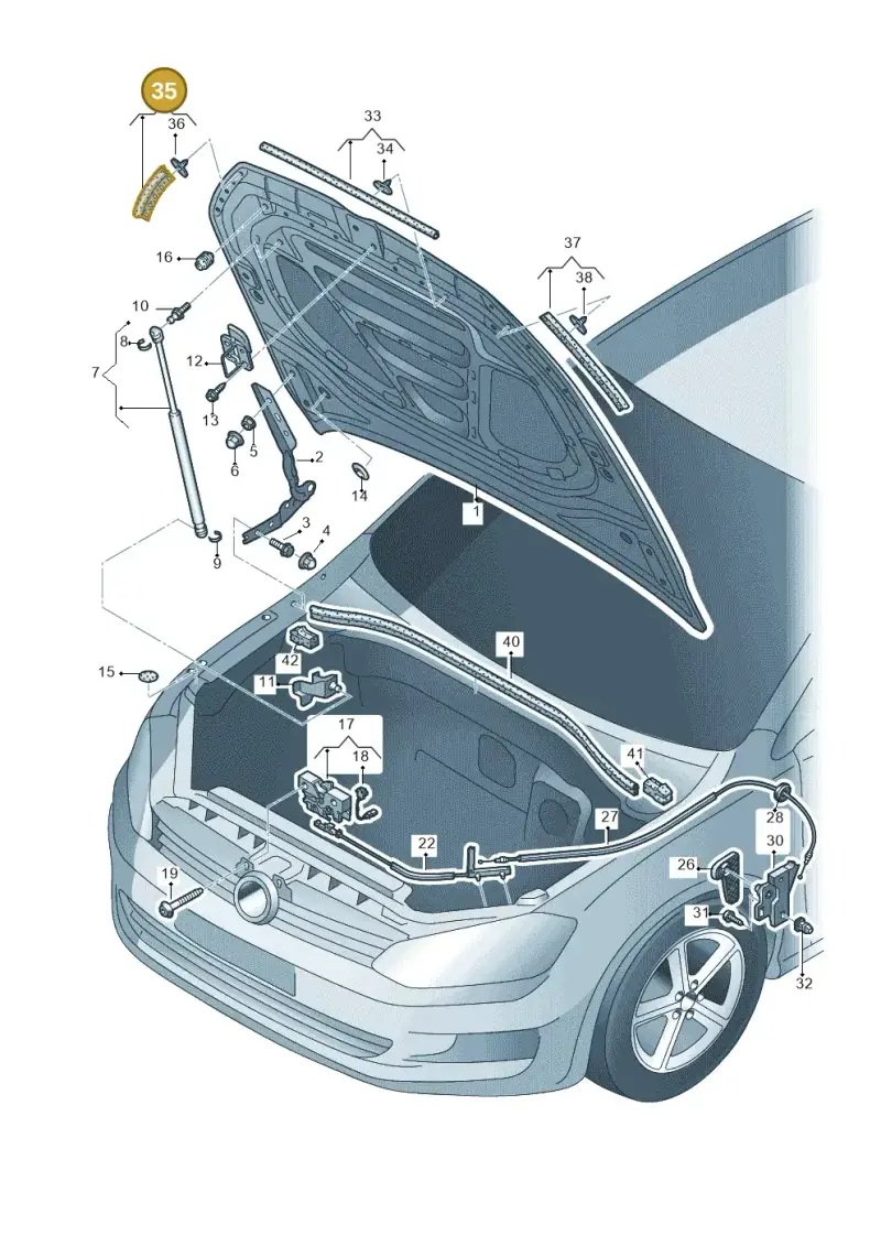 5G0823709A — Volkswagen Golf 2.0 (2016-2020) diagram 746823000, position 35