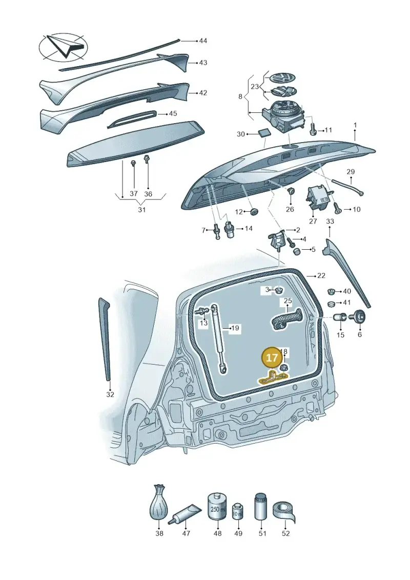 5G0827517E — Volkswagen Golf 2.0 (2016-2020) diagram 746827000, position 17