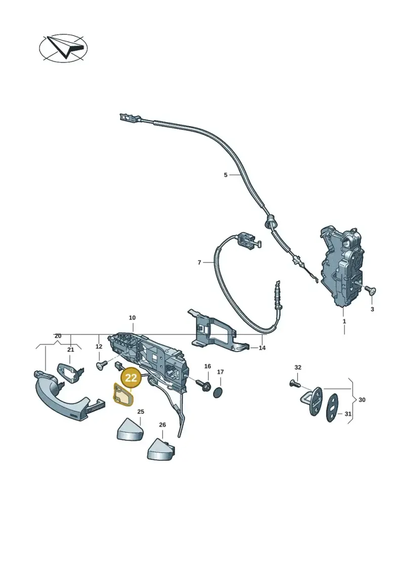5G0837087B — Volkswagen T-Roc convertible 1.5 (2019-2024) diagram 2gk837000, position 22
