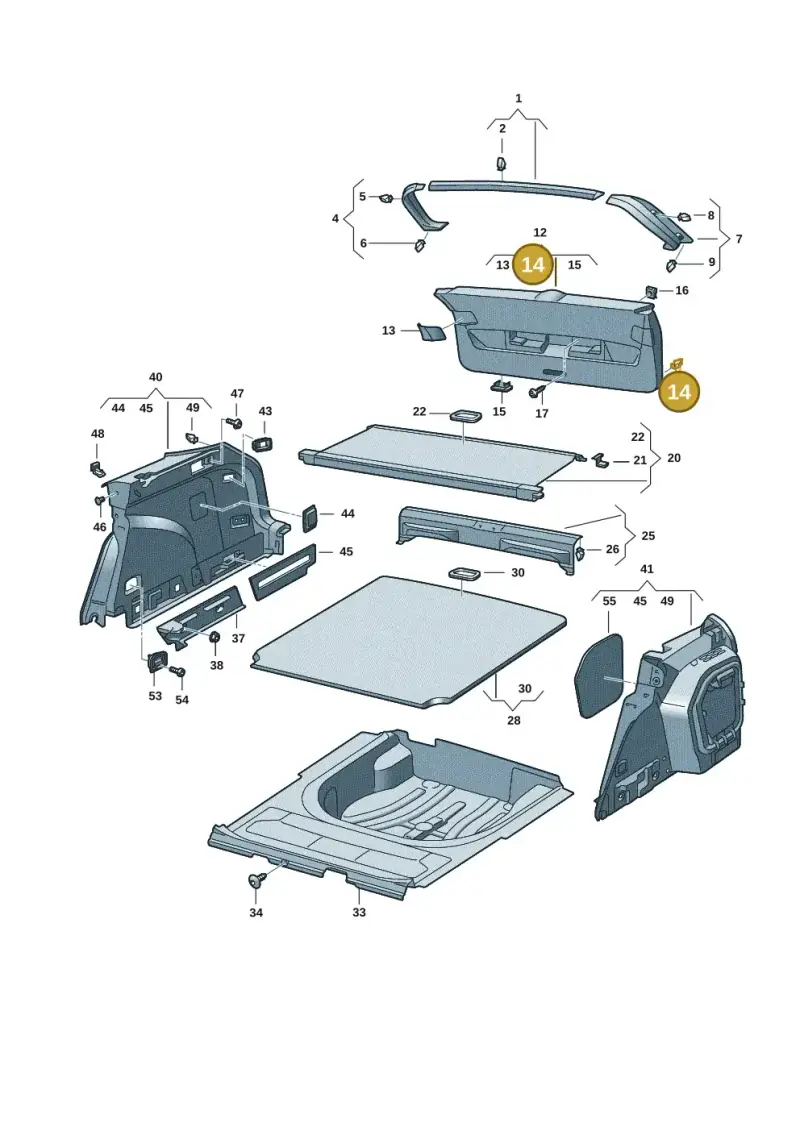 5G0867276 — Volkswagen Golf 2.0 BlueMotion (2019-2024) diagram 5h0867090, position 14