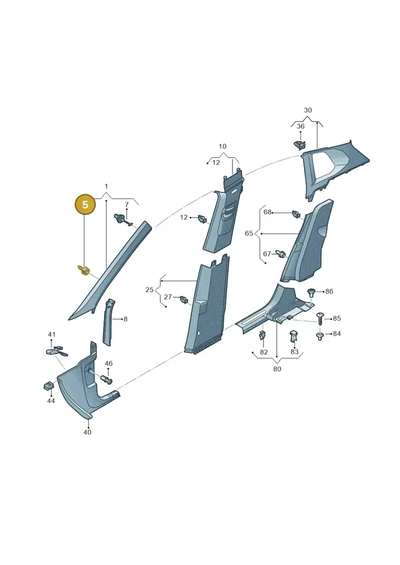 5G0867276A — Volkswagen Tiguan 2.0 4Motion (2016-2024) diagram 884867650, position 5
