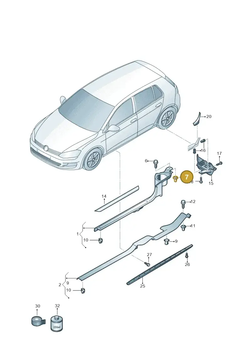 5G0867334 — Volkswagen Golf 2.0 (2016-2020) diagram 746853300, position 7