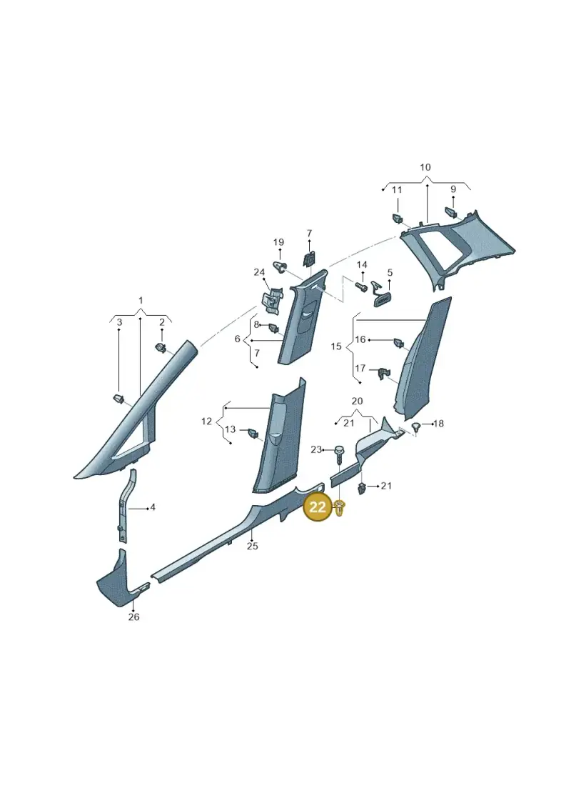 5G0867334 — Volkswagen Golf Sportsvan 1.6 (2014-2020) diagram 780867650, position 22