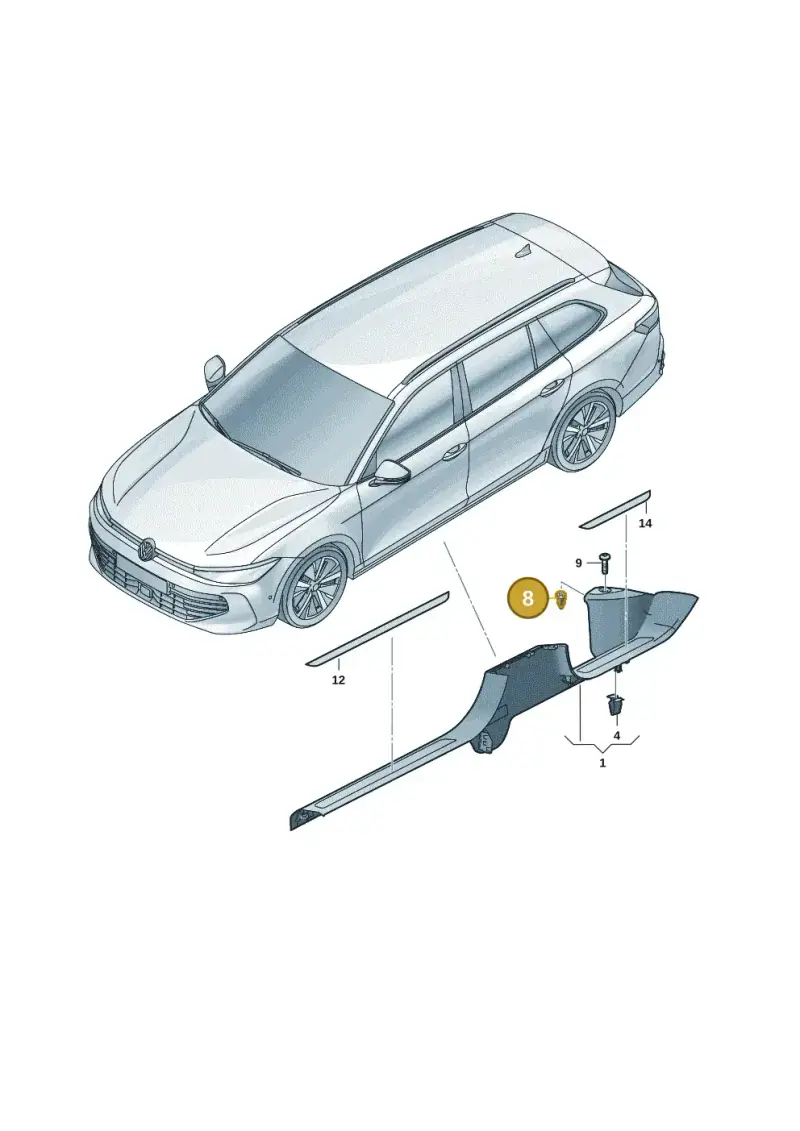5G0867334 — Volkswagen Passat estate (2023-) diagram 3j0853100, position 8