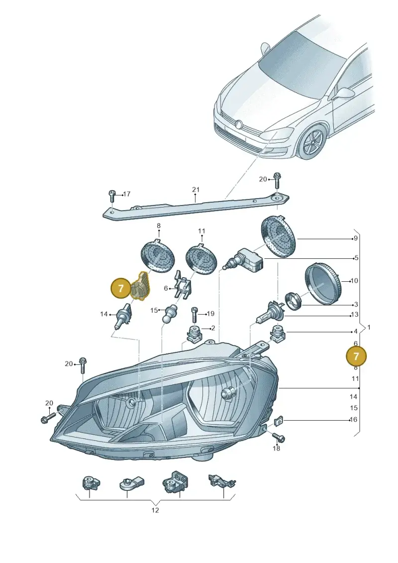 5G0941319B — Volkswagen Golf Estate (2013-2017) diagram 746941000, position 7