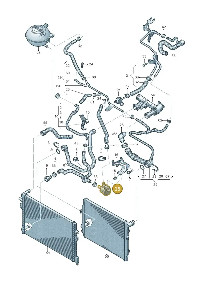 5G0965567 — Volkswagen Tiguan 2.0 4Motion (2017-2024) diagram 884121790, position 15