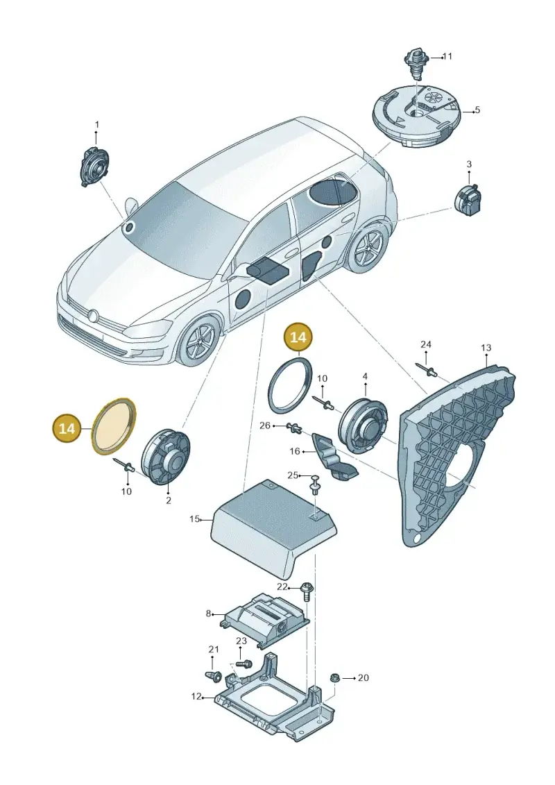 5G0971798B — Volkswagen Golf 1.4 BlueMotion (2014-2017) diagram 746035350, position 14