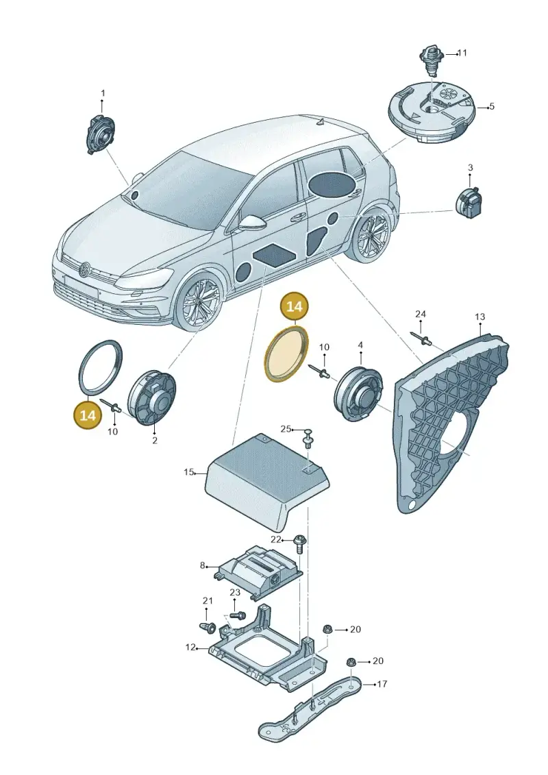 5G0971798B — Volkswagen Golf 2.0 (2016-2020) diagram 827035350, position 14