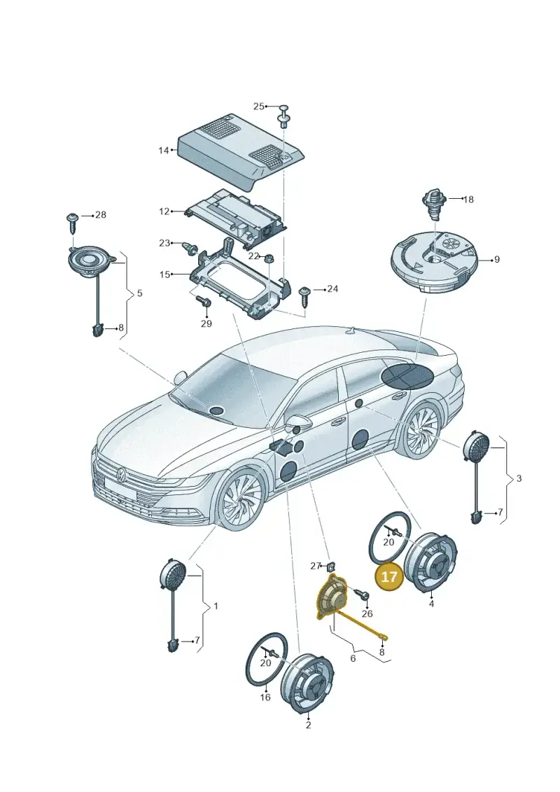 5G0971798B — Volkswagen Arteon (2017-2023) diagram 828035350, position 17